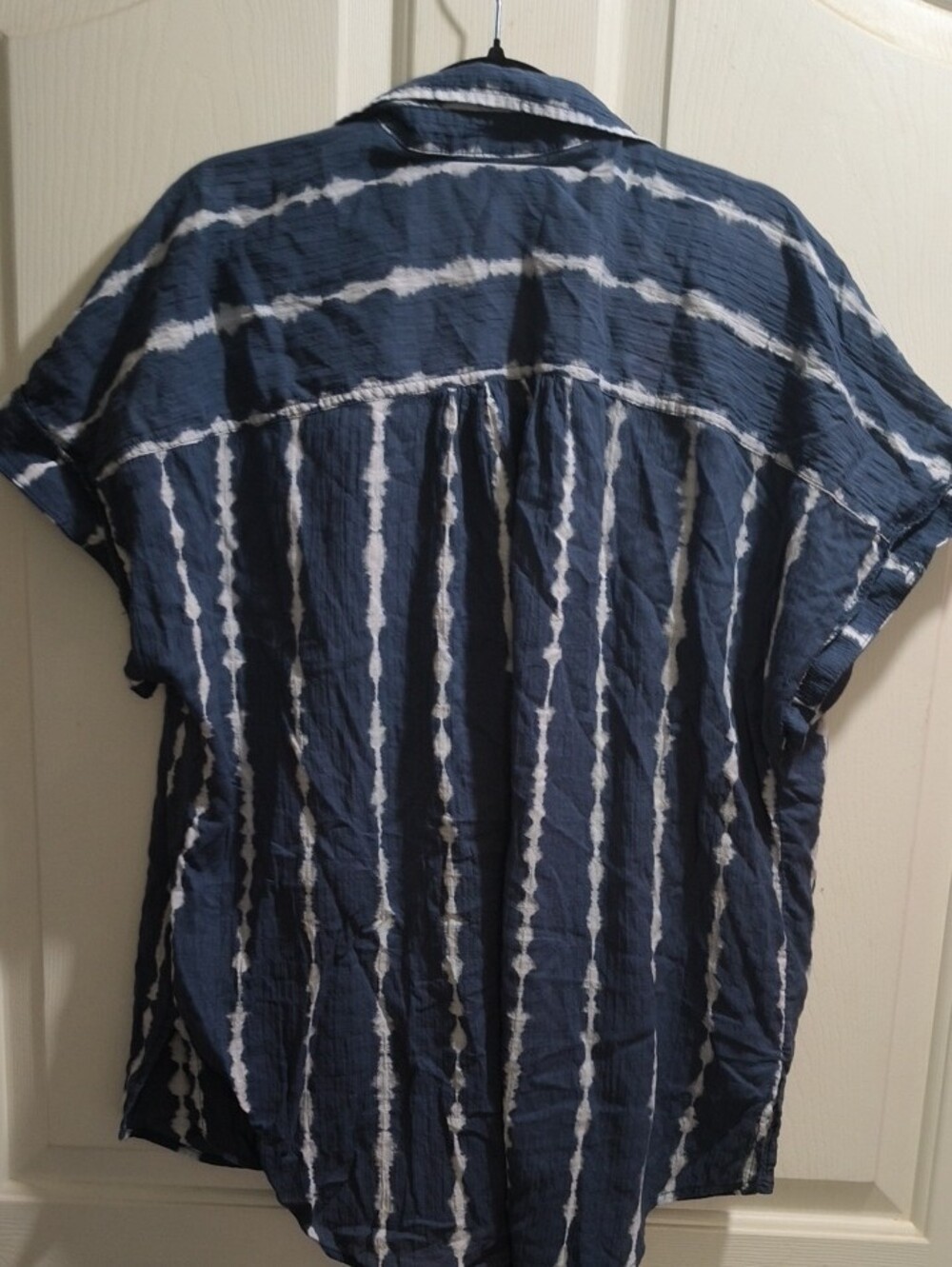 a.n.a Navy and White Tie-Dye Button Down Shirt - Picture 3 of 5